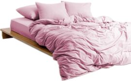 Акція на Простирадло на гумці MirSon Soft Touch of Satin 003 Rose 150x200 см від Rozetka