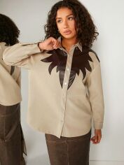 Акція на Сорочка зі штучної шкіри жіноча SHEIN GD-00149209 S Комбінована від Rozetka