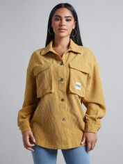 Акція на Сорочка вельветова жіноча SHEIN GD-00148486 S Бежева від Rozetka