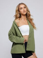 Акція на Сорочка бавовняна жіноча SHEIN GD-00153299 XS Сіро-зелена від Rozetka