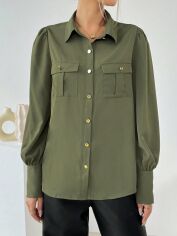 Акція на Сорочка жіноча SHEIN GD-00149391 S Хакі від Rozetka