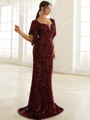 Акція на Плаття вечірнє довге літнє жіноче SHEIN GD-00148822 S Бордове від Rozetka