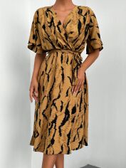 Акція на Плаття на запах міді літнє жіноче SHEIN GD-00149038 S Бежеве від Rozetka