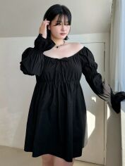 Акція на Плаття коротке осіннє жіноче SHEIN GD-00148479 3XL Чорне від Rozetka