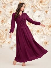 Акція на Плаття вечірнє довге осіннє жіноче SHEIN GD-00149504 S Темно-бордове від Rozetka