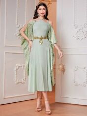 Акція на Плаття вечірнє міді літнє жіноче SHEIN GD-00149548 S Сіро-зелене від Rozetka