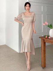 Акція на Плаття міді літнє жіноче SHEIN GD-00149596 S Кремове від Rozetka