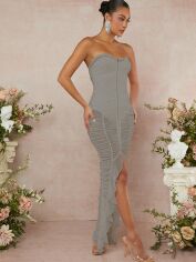 Акція на Плаття вечірнє довге літнє жіноче SHEIN GD-00149811 S Сіре від Rozetka