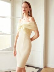 Акція на Плаття вечірнє міді літнє жіноче SHEIN GD-00148919 S Молочне від Rozetka