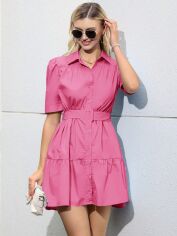 Акція на Плаття-сорочка коротке літнє жіноче SHEIN GD-00150128 S Рожеве від Rozetka