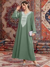 Акція на Плаття вечірнє довге літнє жіноче SHEIN GD-00150166 S Сіро-зелене від Rozetka