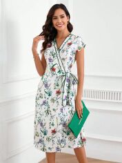 Акція на Плаття на запах міді літнє жіноче SHEIN GD-00150344 S Комбіноване від Rozetka