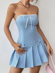 Акція на Плаття коротке літнє жіноче SHEIN GD-00150422 S Блакитне від Rozetka