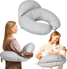 Акція на Подушка-диванчик для годування Sei Design 60х70х16 см Кошенята Сіра Бавовна Антиалергенне волокно від Rozetka