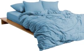 Акція на Простирадло MirSon Soft Touch of Satin 008 Sky blue 150х220 см від Rozetka