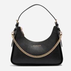 Акція на Сумка багет жіноча з натуральної шкіри середня Michael Kors Medium Wilma BG-MK-15 Чорна від Rozetka