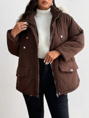 Акція на Куртка жіноча SHEIN GD-00131822 2XL Коричнева від Rozetka