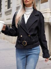Акція на Пальто жіноче SHEIN GD-00120995 S Чорне від Rozetka