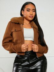 Акція на Пальто жіноче SHEIN GD-00120998 S Коричневе від Rozetka