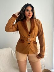 Акція на Пальто жіноче SHEIN GD-00118017 XXS Світло-коричневе від Rozetka