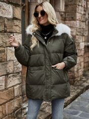 Акція на Куртка зимова жіноча SHEIN GD-00130743 S Хакі від Rozetka