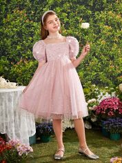 Акція на Дитяче ошатне фатинове плаття для дівчинки SHEIN GD-00157192 134 см Рожеве від Rozetka