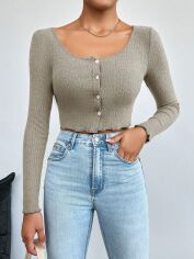 Акція на Лонгслів довгий жіночий SHEIN GD-00143008 L Світло-бежевий від Rozetka