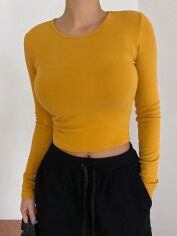 Акція на Лонгслів довгий жіночий SHEIN GD-00081477 XL Гірчичний від Rozetka