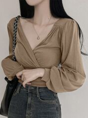 Акція на Лонгслів довгий жіночий SHEIN GD-00144813 L Бежевий від Rozetka