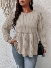 Акція на Лонгслів довгий жіночий SHEIN GD-00139684 4XL Сіро-бежевий від Rozetka