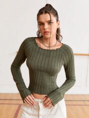 Акція на Лонгслів довгий жіночий SHEIN GD-00148734 S Хакі від Rozetka