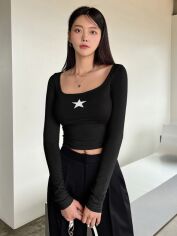 Акція на Лонгслів довгий жіночий SHEIN GD-00122934 S Чорний від Rozetka