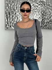 Акція на Лонгслів довгий жіночий SHEIN GD-00149235 S Сірий від Rozetka