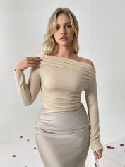 Акція на Лонгслів довгий жіночий SHEIN GD-00146347 M Кремовий від Rozetka