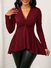 Акція на Лонгслів довгий жіночий SHEIN GD-00105406 S Бордовий від Rozetka
