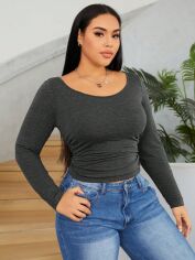 Акція на Лонгслів довгий жіночий SHEIN GD-00130708 XL Темно-сірий від Rozetka
