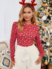 Акція на Лонгслів довгий жіночий SHEIN GD-00149238 S Червоний від Rozetka