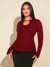Акція на Лонгслів довгий жіночий SHEIN GD-00142913 L Бордовий від Rozetka