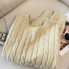Акція на Джемпер жіночий SHEIN GD-00135628 XL Світло-бежевий від Rozetka