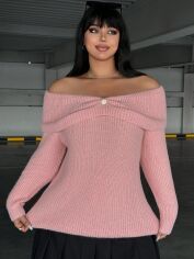 Акція на Джемпер жіночий SHEIN GD-00132781 2XL Світло-рожевий від Rozetka