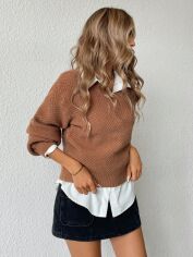 Акція на Джемпер жіночий SHEIN GD-00132407 S Коричневий від Rozetka