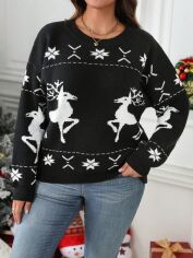 Акція на Джемпер жіночий SHEIN GD-00121599 3XL Чорний з білим від Rozetka