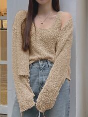 Акція на Кардиган жіночий SHEIN GD-00149182 S Світло-бежевий від Rozetka