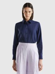 Акція на Сорочка оверсайз жіноча United Colors of Benetton 5BMLDQ02U-252 L Темно-синя від Rozetka