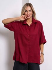 Акція на Сорочка жіноча ISSA PLUS 15155 L Бордова від Rozetka