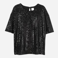 Акція на Блузка жіноча H&M 0908563_чорн.паєтк S Чорна від Rozetka