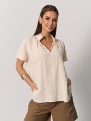 Акція на Блузка жіноча ISSA PLUS 15161 2XL Бежева від Rozetka