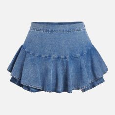 Акція на Спідниця джинсова міні літня жіноча SHEIN GD-00135987 3XL Синя від Rozetka