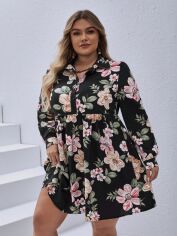 Акція на Плаття-сорочка коротке літнє жіноче SHEIN GD-00118352 XL Комбіноване від Rozetka