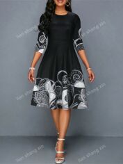 Акція на Плаття міді літнє жіноче SHEIN GD-00147991 M Чорно-біле від Rozetka